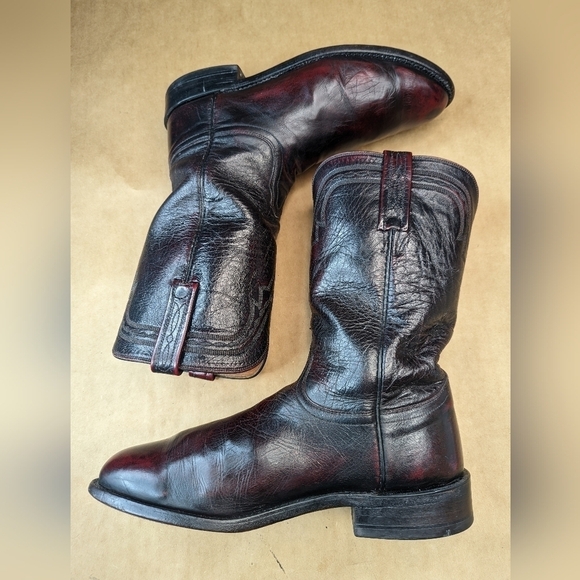 Lucchese Boots men's size 8.5D black cherry leather classic Western cowboy boots - Picture 7 of 13